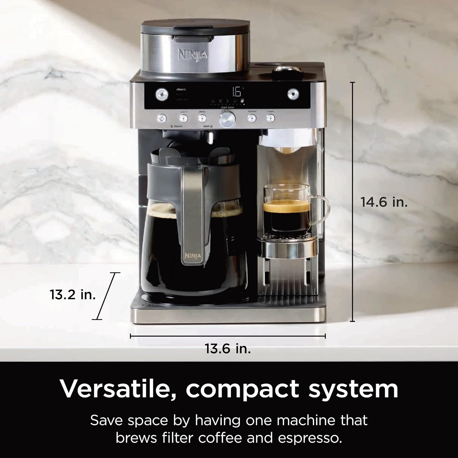 Ninja Prestige Dualbrew System CFN802UK Pod and Filter Coffee Machine - Black
