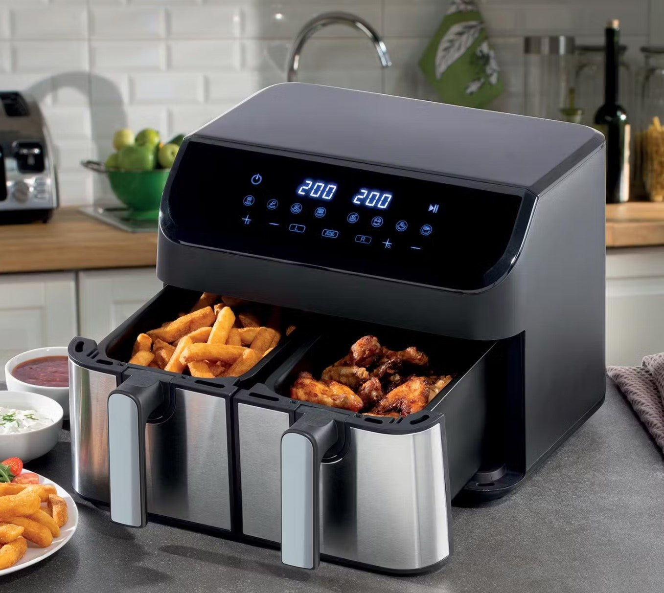 Daewoo SDA2616GE 9L XL Digital Double Drawer Air Fryer 2000W