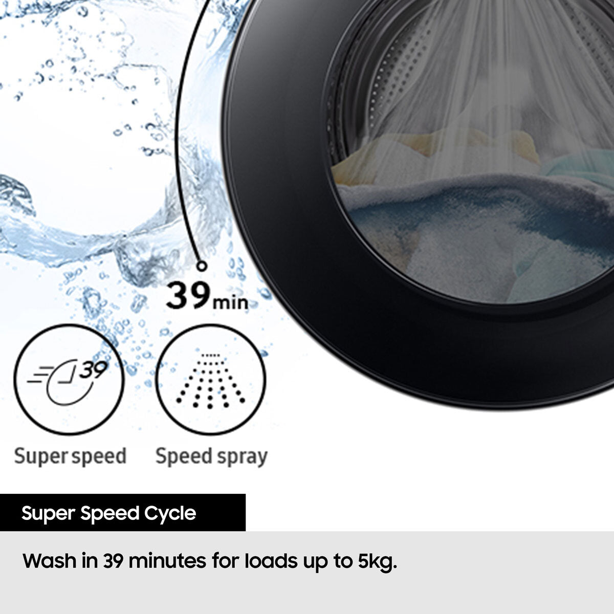 Samsung WD11DG5B15BBEU 11/6kg Washer Dryer, E Rated in Black