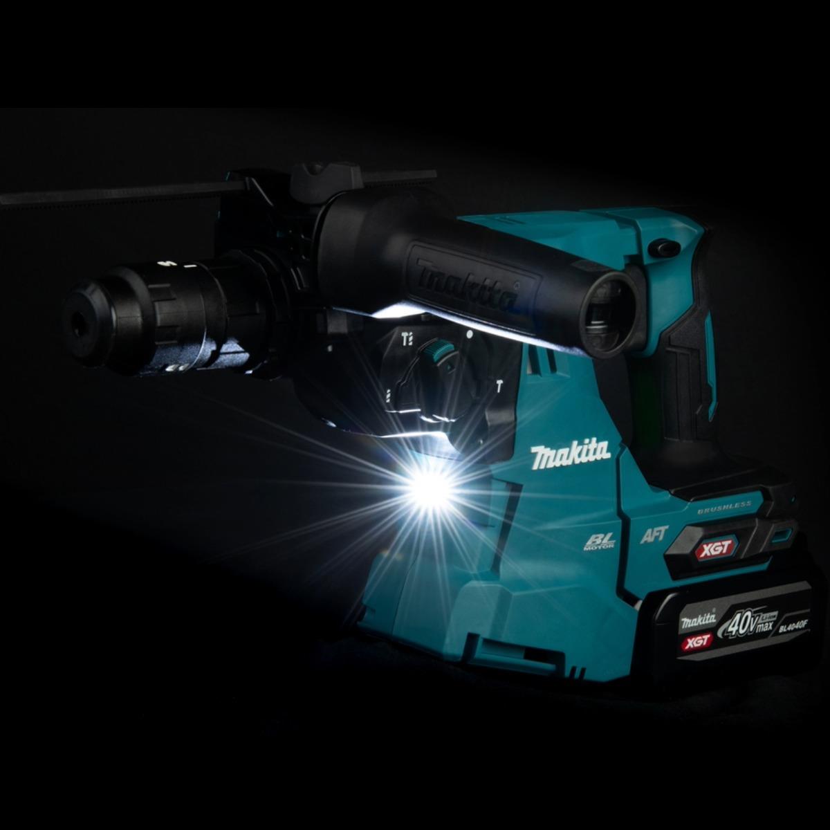 Makita HR012GZ03 40V Max XGT Brushless SDS-Plus Rotary Hammer Drill with 1 x 5.0Ah Battery, Charger Dust Collector & Case