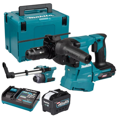 Makita HR012GZ03 40V Max XGT Brushless SDS-Plus Rotary Hammer Drill with 1 x 8.0Ah Battery, Charger Dust Collector & Case