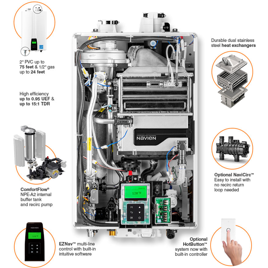 NPE-240A2 - Condensing Tankless Water Heater - 199,000 BTU