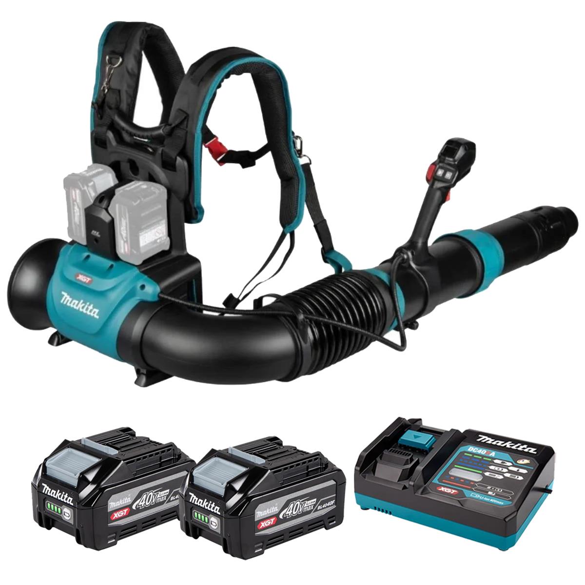 Makita UB004GZ 40V Max XGT Brushless Backpack Leaf Blower with 2 x 4.0Ah Battery & Charger