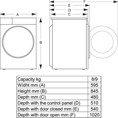Hisense 3S Series WF3S8043BB3 WiFi-enabled 8kg 1400 Spin Washing Machine Black - A Rated